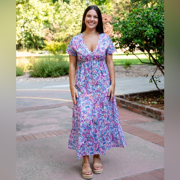 Love Stitch Multicolor Floral Shabby Chic Maxi Dress Loveshack Fancy Boho Spring - Picture 6 of 6